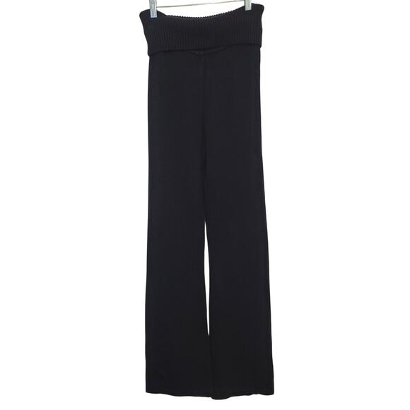 Aeropostale Black Knit Foldover Waist Wide Leg Pants Women’s Size Small Y2K - Picture 1 of 4